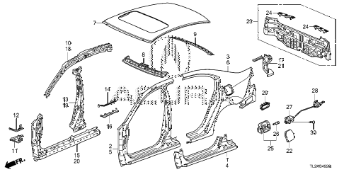 2013 TSX SE 4 DOOR 6MT OUTER PANEL - REAR PANEL diagram 2013 TSX SE 4 DOOR 6MT OUTER PANEL - REAR PANEL diagram