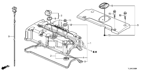 2014 TSX TECH 4 DOOR 5AT CYLINDER HEAD COVER (L4) diagram