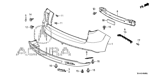 2015 RDX BASE2WD 5 DOOR 6AT REAR BUMPER (1) diagram