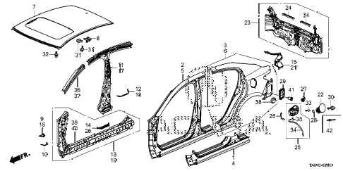 2013 ILX 20TECH 4 DOOR 5AT OUTER PANEL - REAR PANEL diagram 2013 ILX 20TECH 4 DOOR 5AT OUTER PANEL - REAR PANEL diagram