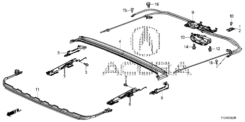 2015 RLX TECHKRELL 4 DOOR 6AT ROOF SLIDE COMPONENTS diagram