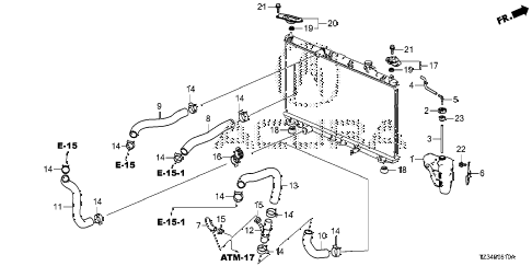 2015 TLX TECH2.4 4 DOOR DCT RADIATOR HOSE - RESERVE TANK diagram 2015 TLX TECH2.4 4 DOOR DCT RADIATOR HOSE - RESERVE TANK diagram