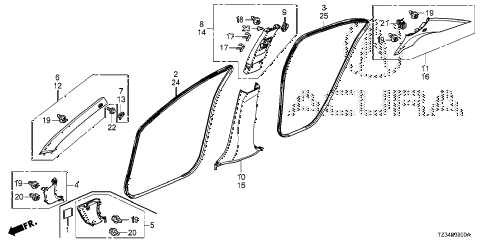 2019 TLX TECH+AA-SPEC,RED 4 DOOR 9AT PILLAR GARNISH diagram 2019 TLX TECH+AA-SPEC,RED 4 DOOR 9AT PILLAR GARNISH diagram