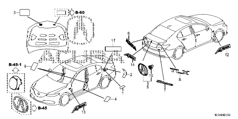 Acura online store : 2019 tlx emblems - caution labels parts