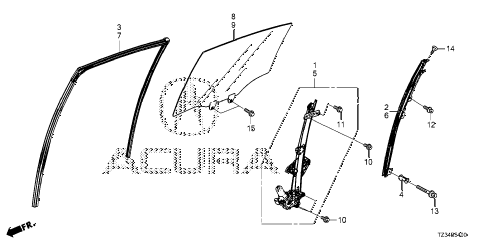 2015 TLX TECHSH-AWD 4 DOOR 9AT REAR DOOR GLASS - REGULATOR diagram 2015 TLX TECHSH-AWD 4 DOOR 9AT REAR DOOR GLASS - REGULATOR diagram