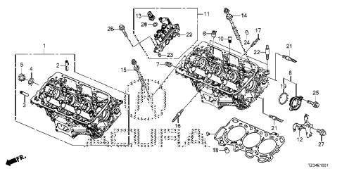 2019 TLX TECH+AA-SPEC,AWD,19,R 4 DOOR 9AT FRONT CYLINDER HEAD diagram 2019 TLX TECH+AA-SPEC,AWD,19,R 4 DOOR 9AT FRONT CYLINDER HEAD diagram