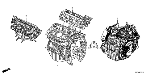 2018 TLX TECH+AA-SPEC,AWD,19IN 4 DOOR 9AT ENGINE ASSY. - TRANSMISSION ASSY. (2) diagram