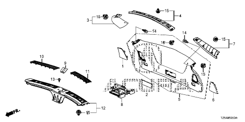 2016 MDX TECHAWP 5 DOOR 9AT TAILGATE LINING diagram 2016 MDX TECHAWP 5 DOOR 9AT TAILGATE LINING diagram
