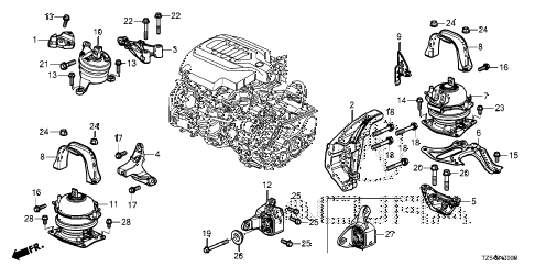 2018 MDX BASESH-AWD 5 DOOR 9AT ENGINE MOUNTS (1) diagram
