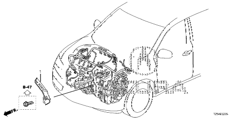 2016 MDX TECHAWP 5 DOOR 9AT ENGINE WIRE HARNESS STAY (3.5L) diagram