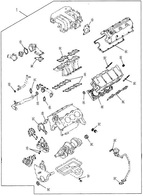 1996 SLX 4LSPREMIUM 4 DOOR 4AT ENGINE GASKET KIT (2) diagram