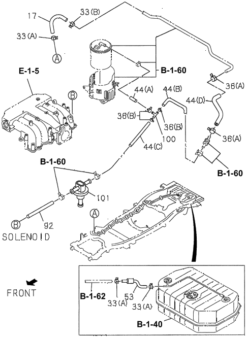 1997 SLX 4LSPREMIUM 4 DOOR 4AT A/C EVAPORATIVE SYSTEM (ENGINE) diagram