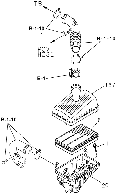 1997 SLX 4LSPREMIUM 4 DOOR 4AT AIR CLEANER diagram 1997 SLX 4LSPREMIUM 4 DOOR 4AT AIR CLEANER diagram