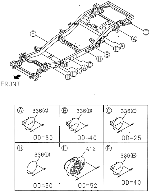 1997 SLX 4LSPREMIUM 4 DOOR 4AT FRAME - GROMMETS diagram