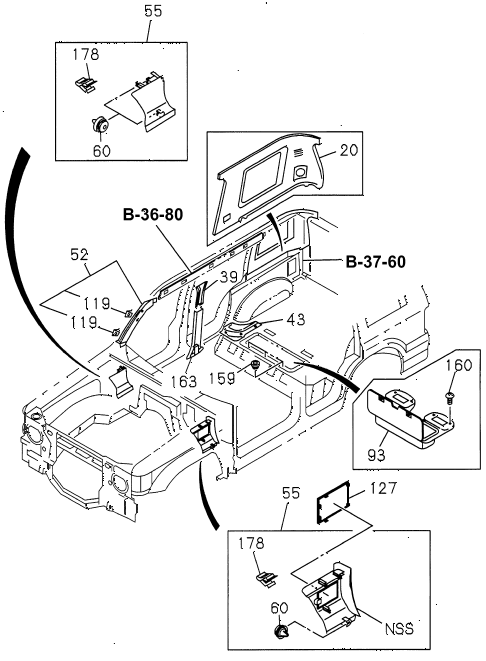 1997 SLX 4LSPREMIUM 4 DOOR 4AT INTERIOR SIDE TRIM (1) diagram