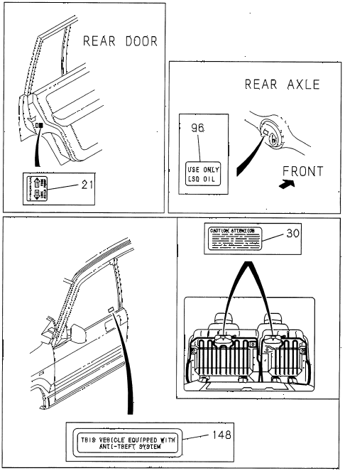 1997 SLX 4LSPREMIUM 4 DOOR 4AT CAUTION PLATE - LABEL (1) diagram