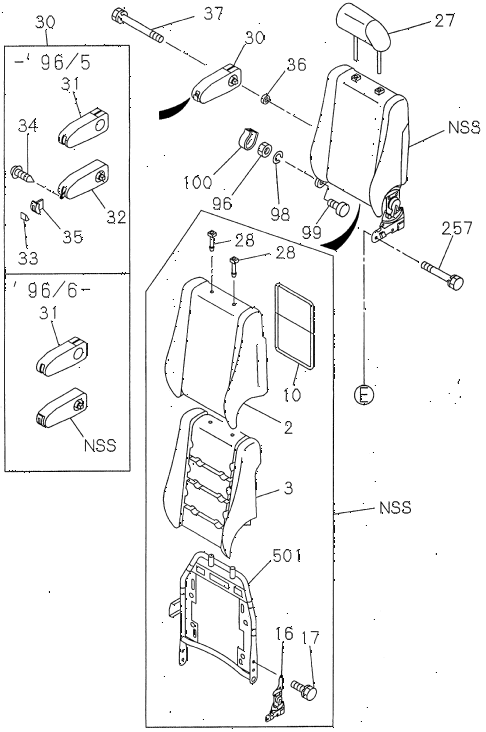 1997 SLX 4LSPREMIUM 4 DOOR 4AT FRONT SEAT (1) (BASE) diagram