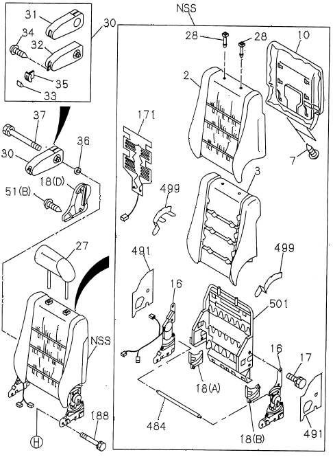 1997 SLX 4LSPREMIUM 4 DOOR 4AT FRONT SEAT (1) (PREMIUM) diagram