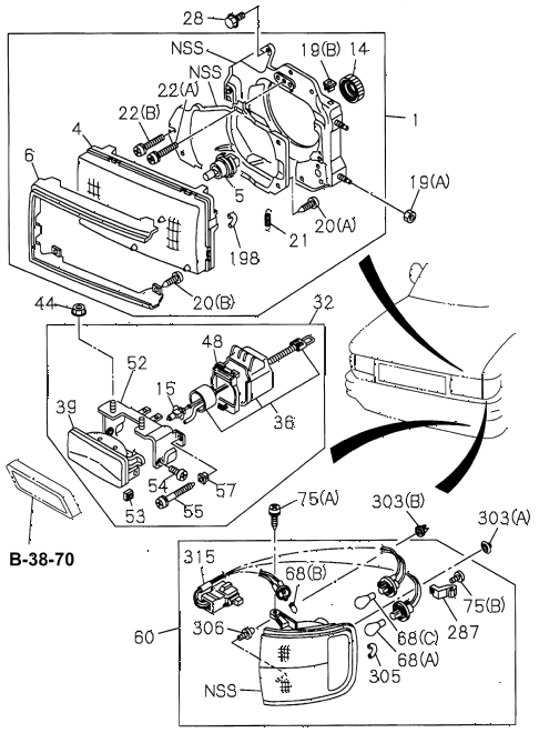 1997 SLX 4LSPREMIUM 4 DOOR 4AT HEADLIGHT diagram 1997 SLX 4LSPREMIUM 4 DOOR 4AT HEADLIGHT diagram