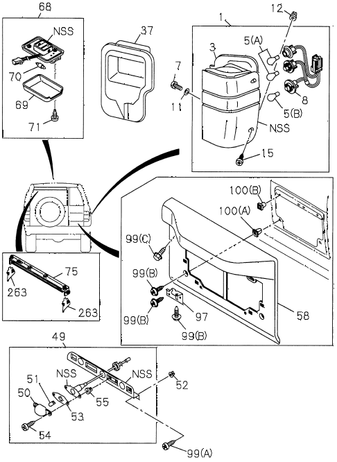 1997 SLX 4LSPREMIUM 4 DOOR 4AT TAILLIGHT diagram 1997 SLX 4LSPREMIUM 4 DOOR 4AT TAILLIGHT diagram