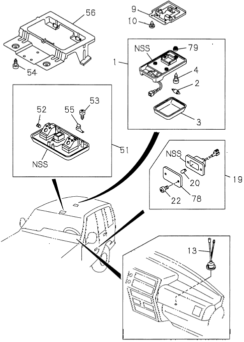 1997 SLX 4LSPREMIUM 4 DOOR 4AT INTERIOR LIGHT diagram 1997 SLX 4LSPREMIUM 4 DOOR 4AT INTERIOR LIGHT diagram