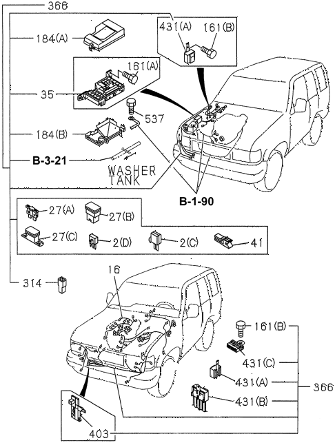 1997 SLX 4LSPREMIUM 4 DOOR 4AT FUSE BOX (ENGINE) diagram 1997 SLX 4LSPREMIUM 4 DOOR 4AT FUSE BOX (ENGINE) diagram