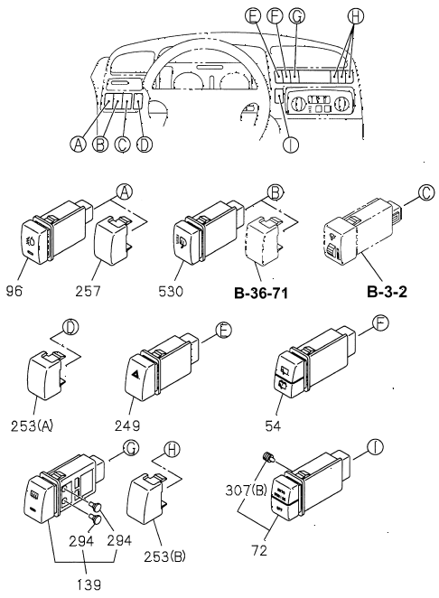 1997 SLX 4LSPREMIUM 4 DOOR 4AT SWITCH (INSTRUMENT PANEL) diagram 1997 SLX 4LSPREMIUM 4 DOOR 4AT SWITCH (INSTRUMENT PANEL) diagram