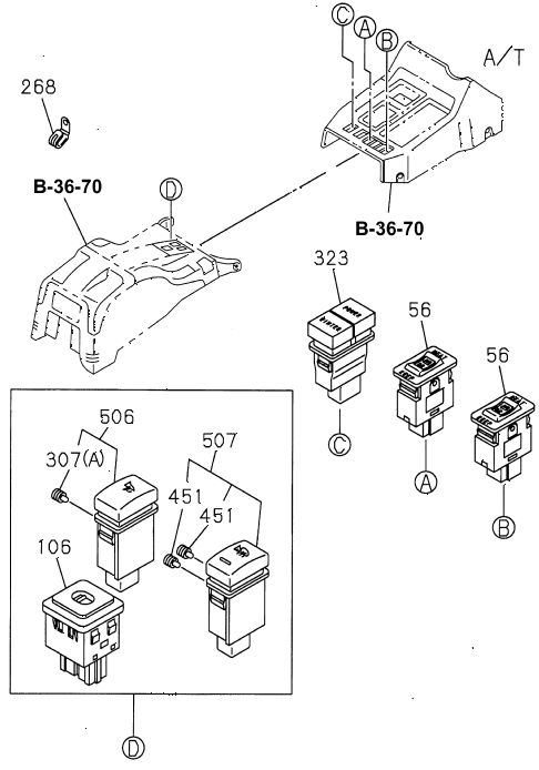 1997 SLX 4LSPREMIUM 4 DOOR 4AT SWITCH (CONSOLE) diagram 1997 SLX 4LSPREMIUM 4 DOOR 4AT SWITCH (CONSOLE) diagram