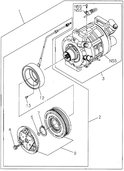 1997 SLX 4LSPREMIUM 4 DOOR 4AT A/C COMPRESSOR diagram