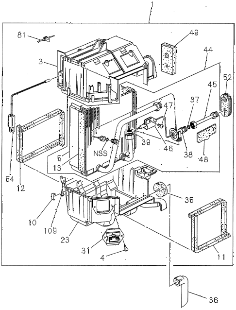 1997 SLX 4LSPREMIUM 4 DOOR 4AT A/C EVAPORATOR diagram