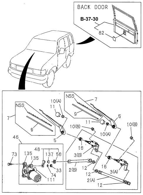 1997 SLX 4LSPREMIUM 4 DOOR 4AT WINDSHIELD WIPER diagram 1997 SLX 4LSPREMIUM 4 DOOR 4AT WINDSHIELD WIPER diagram