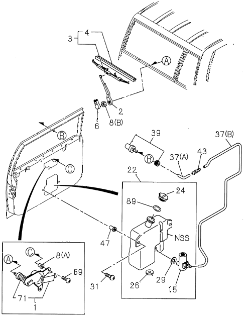 1997 SLX 4LSPREMIUM 4 DOOR 4AT REAR WIPER - WASHER diagram 1997 SLX 4LSPREMIUM 4 DOOR 4AT REAR WIPER - WASHER diagram