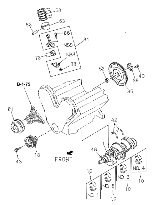 1998 SLX 4LSPREMIUM 4 DOOR 4AT CRANKSHAFT - PISTON - FLYWHEEL diagram 1998 SLX 4LSPREMIUM 4 DOOR 4AT CRANKSHAFT - PISTON - FLYWHEEL diagram