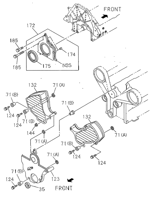 1998 SLX 4LSPREMIUM 4 DOOR 4AT TIMING GEAR COVER - FLYWHEEL HOUSING diagram 1998 SLX 4LSPREMIUM 4 DOOR 4AT TIMING GEAR COVER - FLYWHEEL HOUSING diagram