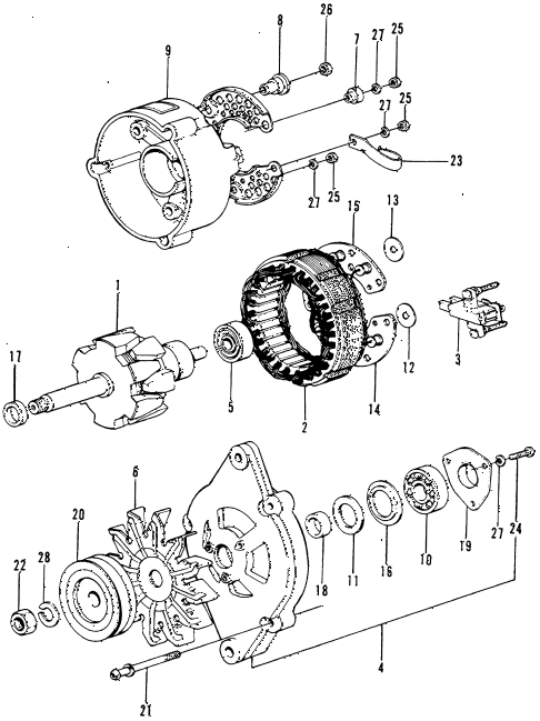 Honda online store : 1973 civic alternator components parts