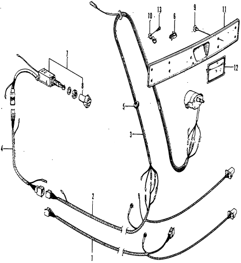 1974 civic **(1200) 2 DOOR 4MT REAR WIPER WIRING HARNESS diagram