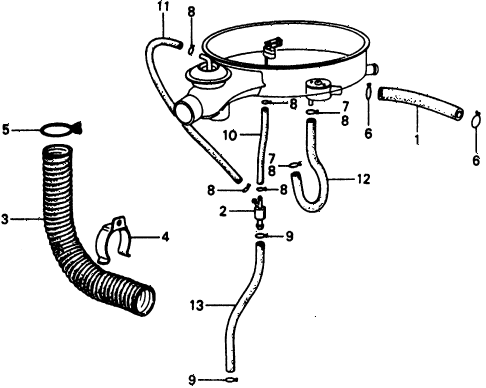 1977 civic **(1200) 2 DOOR 4MT AIR CLEANER TUBING diagram
