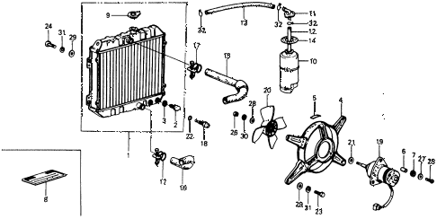 1977 civic **(1200) 2 DOOR 4MT RADIATOR - FAN MOTOR diagram