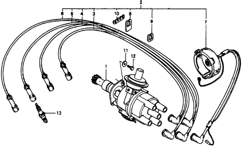 1979 civic **(1200) 2 DOOR 4MT DISTRIBUTOR - SPARK PLUG diagram