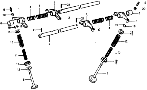 1977 civic **(1200) 3 DOOR HMT VALVE - ROCKER ARM diagram
