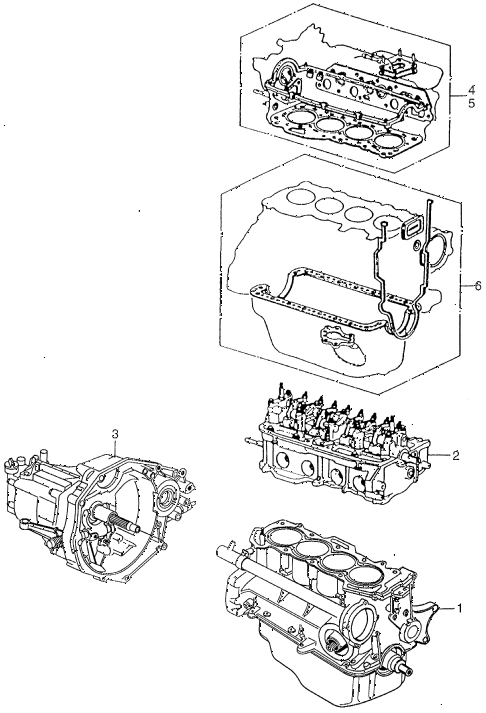 1977 civic **(1200) 2 DOOR 4MT ENGINE ASSY. - TRANSMISSION ASSY. - GASKET SETS diagram