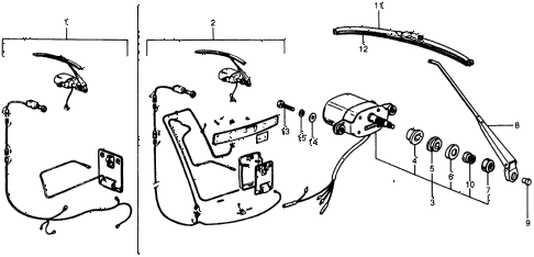 1977 civic **(1200) 3 DOOR 4MT REAR WIPER KIT - WIPER MOTOR diagram