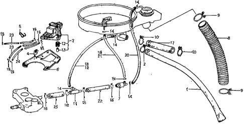 1977 civic **(1500) 3 DOOR 5MT AIR CLEANER TUBING diagram