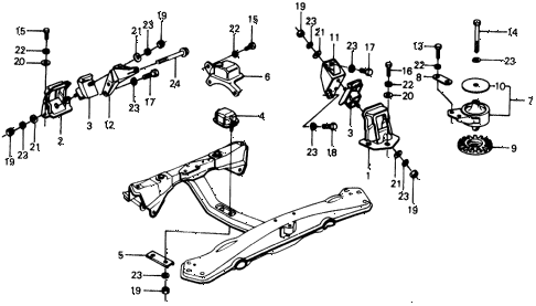 1977 civic **(1500) 2 DOOR 4MT ENGINE MOUNT diagram