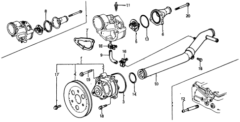 1976 civic **(1500) 2 DOOR 4MT WATER PUMP - THERMOSTAT diagram 1976 civic **(1500) 2 DOOR 4MT WATER PUMP - THERMOSTAT diagram