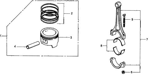 1976 civic **(1500) 2 DOOR 4MT PISTON - CONNECTING ROD diagram