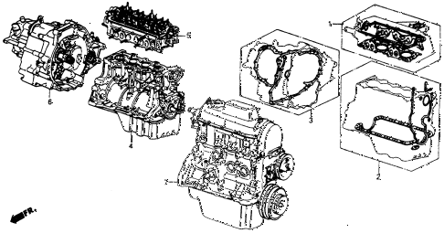 1976 civic **(1500) 2 DOOR 4MT GASKET KIT - ENGINE ASSY.  - TRANSMISSION ASSY. diagram