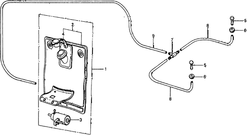 1979 civic ** 3 DOOR HMT WINDSHIELD WASHER diagram