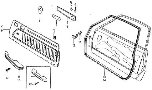 1979 civic ** 5 DOOR 4MT FRONT DOOR TRIM (1) diagram 1979 civic ** 5 DOOR 4MT FRONT DOOR TRIM (1) diagram