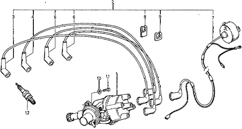1979 civic ** 5 DOOR 4MT DISTRIBUTOR - SPARK PLUG diagram